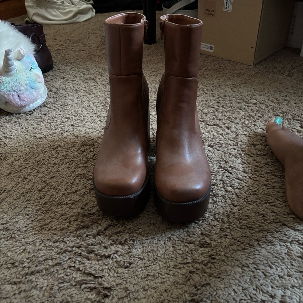 Brown Leather Ankle Boots